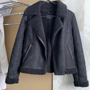 Banana Republic Suede Sherpa Moto Jacket
